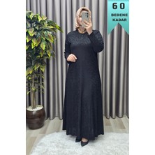 Elmas Tesettür Kadın Giyim Büyük Beden Jakarlı Yaka Modelli Elbise