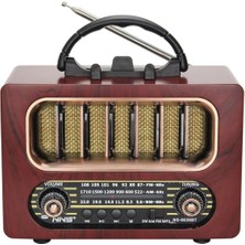 Mey İthalat Mey Ithalat®  Orta Boy Retro Ahşap Tasarım Bluetooth Hoparlörlü Radyo – Fm/am Destekli, Şarjlı ve Taşınabiliri Radyo NS-6636