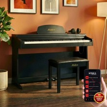 Midex PLX-140 PRO-BK Dijital Piyano Bluetooth Tuş Hassasiyeti 88 Tuşlu Kapaklı (Kulaklık ve Tabure)