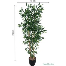 Yapay Çiçek Sitesi Yapay Bambu Ağacı 170 cm (Siyah Saksılı)