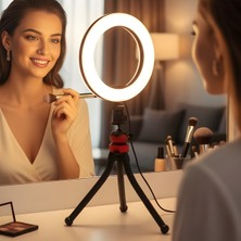 CoverZone 6 Inç LED Makyaj Işığı,ahtapot Kollu Standlı,güzellik Işığı,3 Renk Modu, Ayarlanabilir,usb Güç,aht6