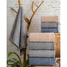 Hazangülü Collection Buldan Üretimi Çeyizlik Deluxe Jakarlı Oslo 4'lü Banyo Havlusu I 70X140