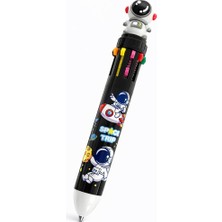 Astronot 10 Renk Tükenmez Kalem - Siyah