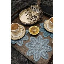 Çt Çeyizci Tekstil Sunumluk Peçete, Kokteyl Peçetesi, Kahve Yanı Sunumluk, Mavi Bardak Altlığı 6 Adet Sunum Peçetesi