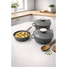 Luxxa Home Roma Serisi 5 Parça Mini Döküm Tencere Seti Antrasit