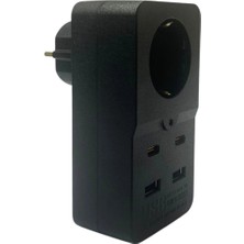 Mey İthalat Mey Ithalat®  Isıya Dayanıklı Termal Akım Korumalı 1 Priz Girişli 2 USB Girişli 2 Type-C Girişli Pirz
