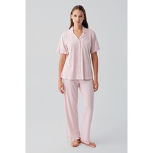 Artış Collection Kısa Kollu Düğmeli Fırfırlı Pamuklu Pijama Takım 19219