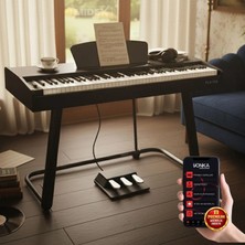 Midex PLX-125BK Taşınabilir Dijital Piyano Tuş Hassasiyetli 88 Tuş Bluetooth (Stand ve Kulaklık Ile)