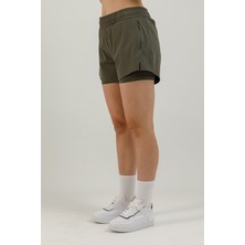 Airlife Training Srı-21 Fit Pr Orta Bel 2'si 1 Arada Taytlı Kadın Sporcu Şortu Haki