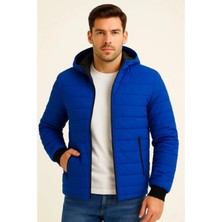 Aymood Erkek Şişme Kapüşonlu Fermuarlı Mont Su Itici Kapitone Astarlı Kumaş Cepli Kışlık Rahat Kalıp - Saks