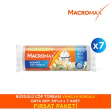 Macromax Büzgülü Çöp Torbası Orta Boy Vanilya Kokulu 30’lu X7