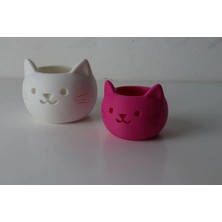 Kedi Figürlü Mini Saksı | Pla 3D Baskı Dekoratif Sukulent Saksısı 80X74X65 mm