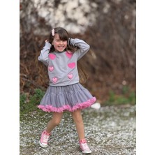 Yiğit Butik Kalp Desenli Tütü Etekli Kız Çocuk Takım
