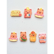 Hediye Fikri Mini Capybara 7’li Dekoratif Sticker Set – Çift Taraflı Bantlı Araba Torpido Süsü & Çocuk Odası Dolap Süsü