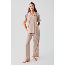 Artış Collection Kısa Kollu Düğmeli Fırfırlı Pamuklu Pijama Takım 19219