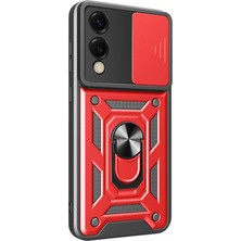 Najmaddin Newface Samsung Galaxy S25 Edge Pars Lens Yüzüklü Silikon - Kırmızı