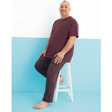 Aydoğan Erkek Dinç Büyük Beden Koton Kısa Kol Vişne Pijama Takım 0007