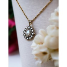 Fayra Accessories Oval Taşlı Inci Kolye