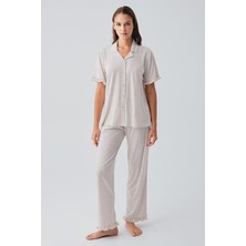 Artış Collection Kısa Kollu Düğmeli Fırfırlı Pamuklu Pijama Takım 19219