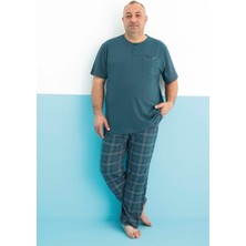 Aydoğan Erkek Dinç Büyük Beden Koton Kısa Kol Petrol Pijama Takım 0179
