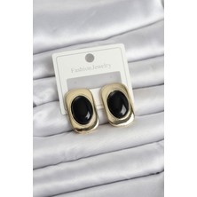 Solenya Siyah Renk Kare Model Vintage Kadın Küpe