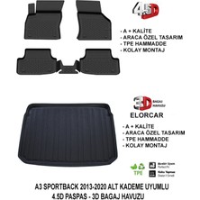 Elorcar A3 Sportback 2013 - 2020 Alt Kademe 3D Bagaj Havuzu - 4.5d Paspas Seti