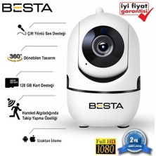 Akıllı Durak 2mp 1080P Hareket Sensörlü 360 Derece Kablosuz Güvenlik Kamerası 64 GB Sd Kart Dahil