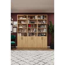 Asra Trend Modern Meşe Kapaklı Ayarlanabilir Raf Ev Ofis Kitaplık %100 MDF Dekoratif Kütüphane K51
