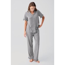 Artış Collection Kısa Kollu Düğmeli Fırfırlı Pamuklu Pijama Takım 19219