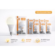 Cmsolar CM 15W E27 Duy 4000K Gün Işığı LED Ampul 10’lu Paket Uzun Ömürlü Ev Ofis Aydınlatma Ampulü