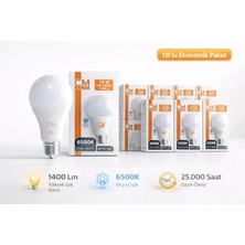 Cmsolar CM 15W E27 Duy 6500K Beyaz Işık LED Ampul 10’lu Paket Parlak Uzun Ömürlü Ev & Ofis Aydınlatma Ampulü