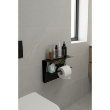 Grandmix Minimalist Metal Tuvalet Kağıdı Tutucu ve Banyo Rafı 35X22 cm