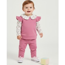 Ege Bebek Kız Bebek Yaka ve Kol Detaylı 6-9-12-18-24 Ay Mevsimlik Şık 2'li Özel Gün Takımı