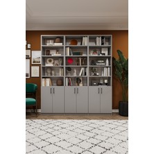 Asra Trend Modern Kapaklı Ayarlanabilir Raf Ev Ofis Kitaplık %100 MDF Dekoratif Kütüphane K52