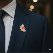 Herşey Nota Filistin Sembolü Yarım Karpuz Figürlü Rozet – 4,5 cm x 2 cm