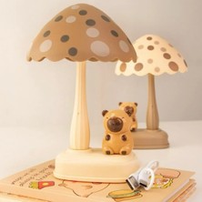 Hediye Fikri Capybara LED USB Çocuk Gece Lambası – Mantar Tasarımlı, Şarjlı