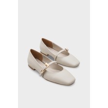 Capone Outfitters Rebbecca Küt Burunlu Kısa Topuklu Metal Tokalı Kadın Babet