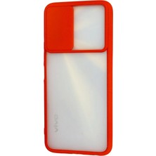 Najmaddin Newface Vivo Y11S Kılıf Palm Buzlu Kamera Sürgülü Silikon - Kırmızı