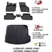 Elorcar A3 Sedan 2021 - Sonrası 3D Bagaj Havuzu - 4.5d Paspas Srti