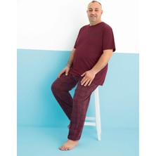 Aydoğan Erkek Dinç Büyük Beden Koton Kısa Kol Bordo Pijama Takım 0180