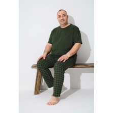 Aydoğan Erkek Dinç Büyük Beden Koton Kısa Kol Yeşil Pijama Takım 7021