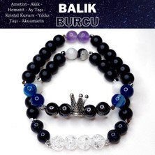 Herkimer Doğaltaş Orijinal Doğaltaş Balık Burcu Erkek Bileklik Kombini