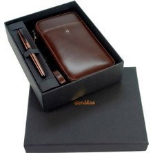 Scrikss Scrıkss El Çantası Hakiki Deri Kahve & 78MR Roller Mat Rose Set Dr 2010-S2