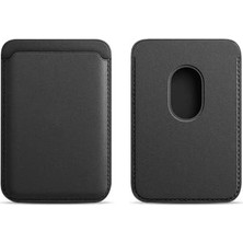 Nexa ile Uyumlu 17/16/15/14/13/12 Serisi Telefonlar Için Güçlü Manyetik Destekli Deri Kartlık – Ince Cüzdan Telefon Aksesuarı (Siyah)