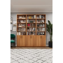 Asra Trend Modern Kapaklı Ayarlanabilir Raf Ev Ofis Kitaplık %100 MDF Dekoratif Kütüphane K54