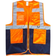 Belle Fusion Mey Ithalat® Yönetici Ikaz Yeleği Turuncu/lacivert  Xxl Beden