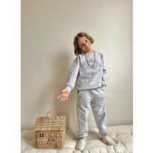 ButumiKids Yeni Sezon Erkek Çocuk Kabartma Yazı Baskılı Pamuk Kumaş Likralı Alt Üst Takım