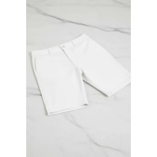 Hlt Jeans Erkek Beyaz Esnek Likralı Kot Jean Şort Hlthe001951bz 5 Cepli Rahat Kesim