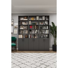 Asra Trend Modern Kapaklı Ayarlanabilir Raf Ev Ofis Kitaplık %100 MDF Dekoratif Kütüphane K57