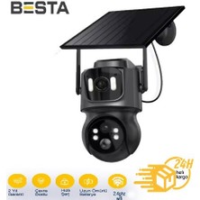 Akıllı Durak 3 Mp + 3mp Cift Kameralı Wifi Solar Kablosuz Güvenlik Kamerası BS-2091